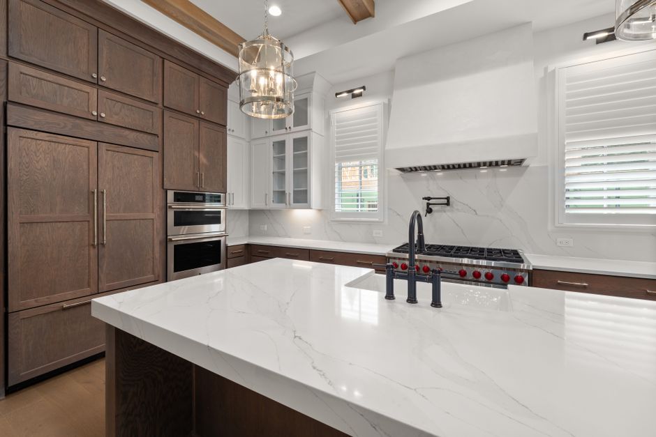 Sleek marble kitchen island countertop